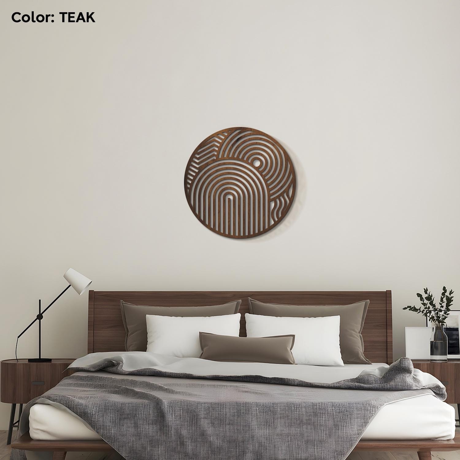 Boho wooden wall art, Round wood wall decor, Geometric wood wall art modern, Large abstract wall art wood, Mid century modern wall art wood