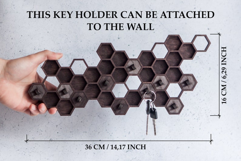 Honeycomb key holder,Key Hooks,Unique Key Holder for Wall,Key Rack,Housewarming Gift,Anniversary Gift,Wedding Gift,Key Hanger,Key Holder image 3