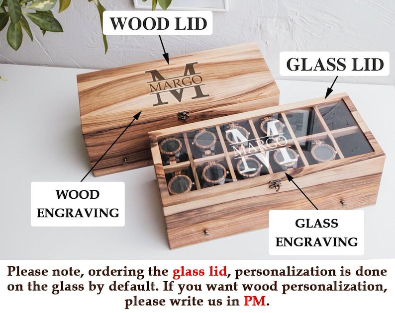 Mens watch box with drawer,Watch box for men personalized,Custom wood box with lid,Watch box wood,Watch case wood personalized image 3