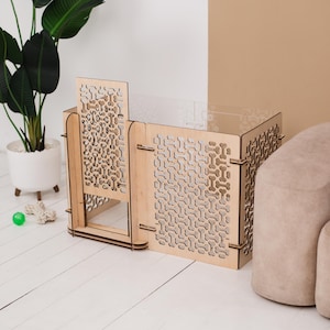 Puppy play pen, Wood pet fence, Wooden dog playpen, Acrylic playpen, Dog crate furniture, Dog kennel furniture, Dog gate indoor