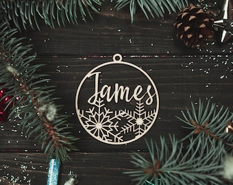 Wood ornaments custom,Wooden ornaments personalized,Name christmas ornaments,Personalized name snowflake,Name ornament wooden