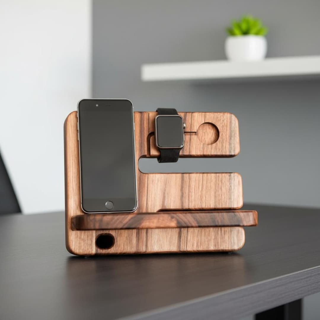 Wooden Docking Station for Men, Apple Watch Docking Station, Charging ...