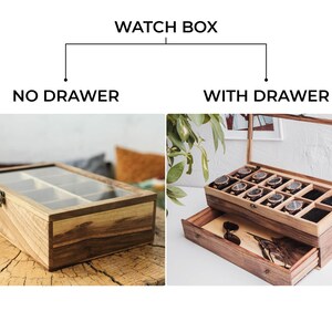 Caja de reloj para hombre grabada, caja de madera personalizada con cajón, caja de reloj de madera para hombre, caja de reloj de madera personalizada, caja de reloj de madera imagen 5