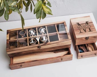 Caja de reloj para hombre personalizada, Caja de madera personalizada con tapa, Caja de reloj para hombre de madera, Caja de reloj de madera, Cajón de caja de reloj, Caja de reloj grabada