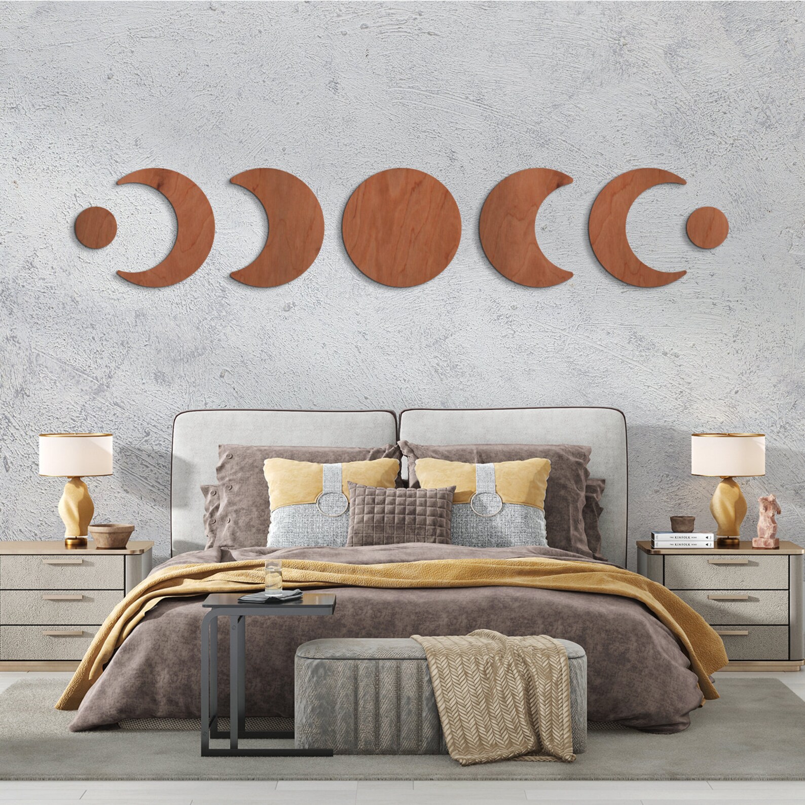 Moon Phase Wall Art, Moon Phases Wall Hanging, Wooden Moon Phase