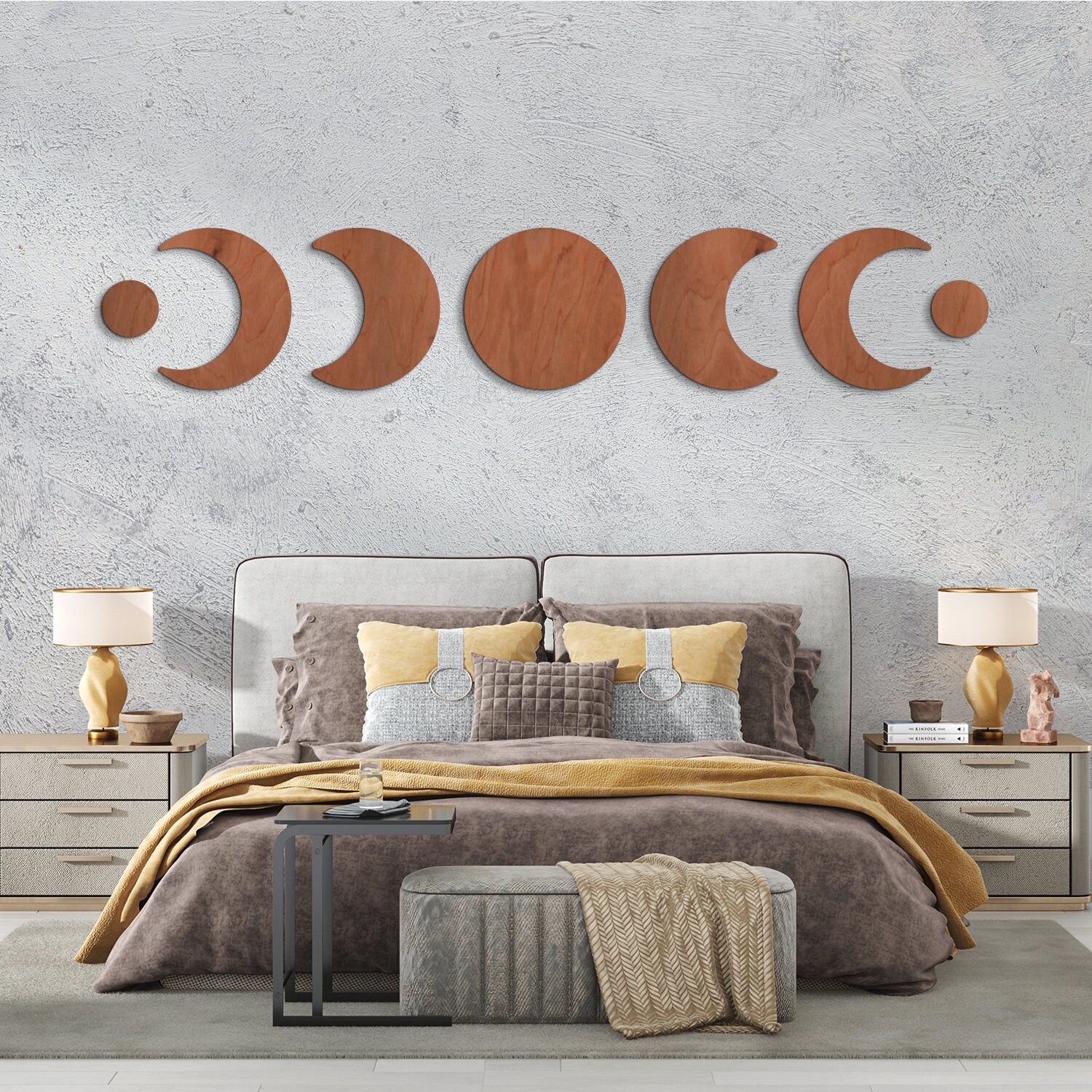 Moon Phase Wall Art, Moon Phases Wall Hanging, Wooden Moon Phase ...