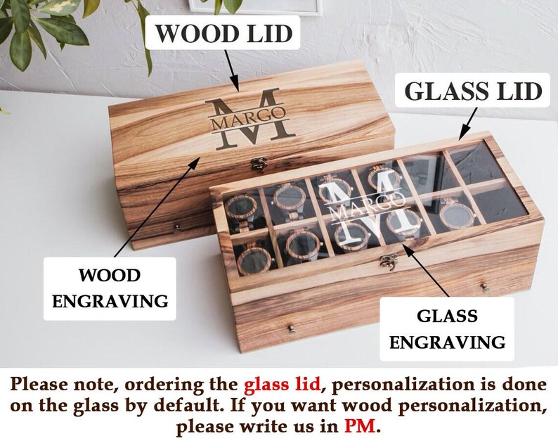 Caja de reloj para hombre grabada, caja de madera personalizada con cajón, caja de reloj de madera para hombre, caja de reloj de madera personalizada, caja de reloj de madera imagen 3