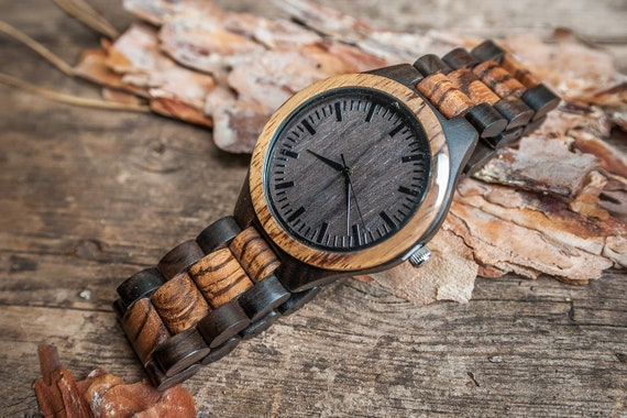 Personalized Men's Wooden Watch - Engraved Custom Gift for Him
