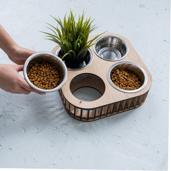 Elevated Cat Food Station, Cat Raised Food Dish, Cat Feeding Platform,  Wooden Cat Feeder, Cat Bowl Stand, Multiple Cat Feeder,cat Water Bowl 