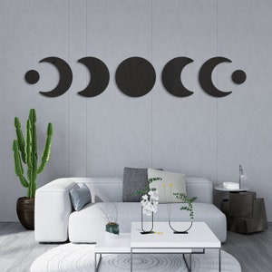 Moon Phase Wall Art, Moon Phases Wall Hanging, Wooden Moon Phase ...