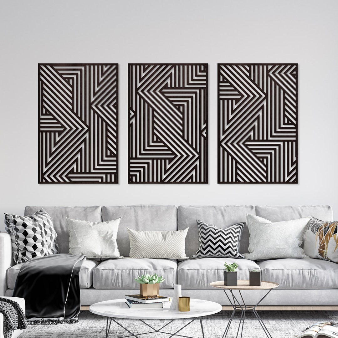 Geometric Wood Wall, Geometric Wood Wall Decor, Geometric Wall Art Set