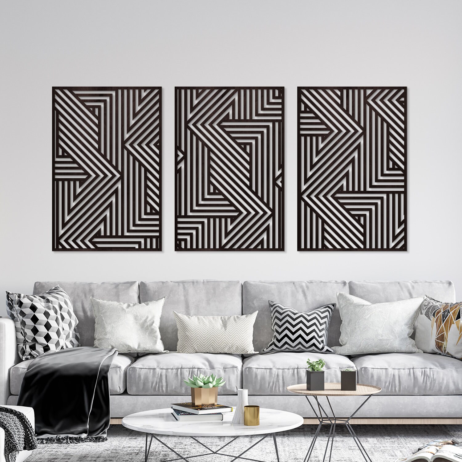 HPINUB Wandbild-Set Mit Baumringen – 3 Gerahmte Leinwanddrucke, Schwarz-weiß, 40,6 X 61 Cm, Natur-inspiriert Für Wohnzimmer & Büro