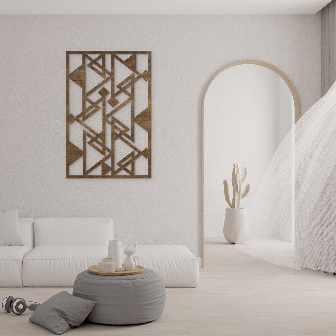 Geometric Wood Wall Art Large, Geometric Wooden Wall Decor, Large ...