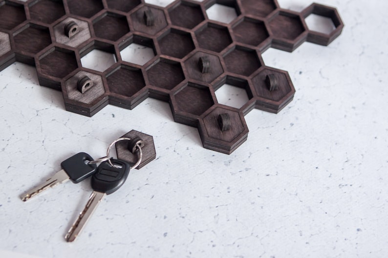 Honeycomb key holder,Key Hooks,Unique Key Holder for Wall,Key Rack,Housewarming Gift,Anniversary Gift,Wedding Gift,Key Hanger,Key Holder image 9