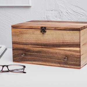 Mens watch box with drawer,Watch box for men personalized,Custom wood box with lid,Watch box wood,Watch case wood personalized image 2