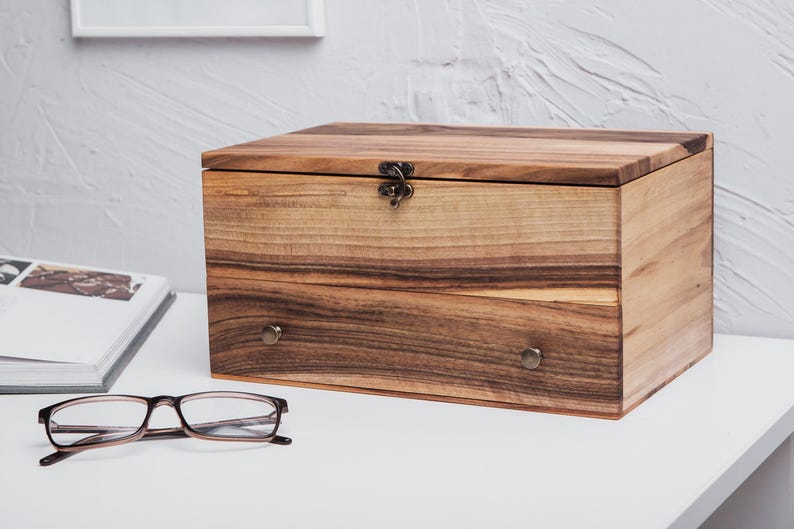 Mens watch box with drawer,Watch box for men personalized,Custom wood box with lid,Watch box wood,Watch case wood personalized image 2