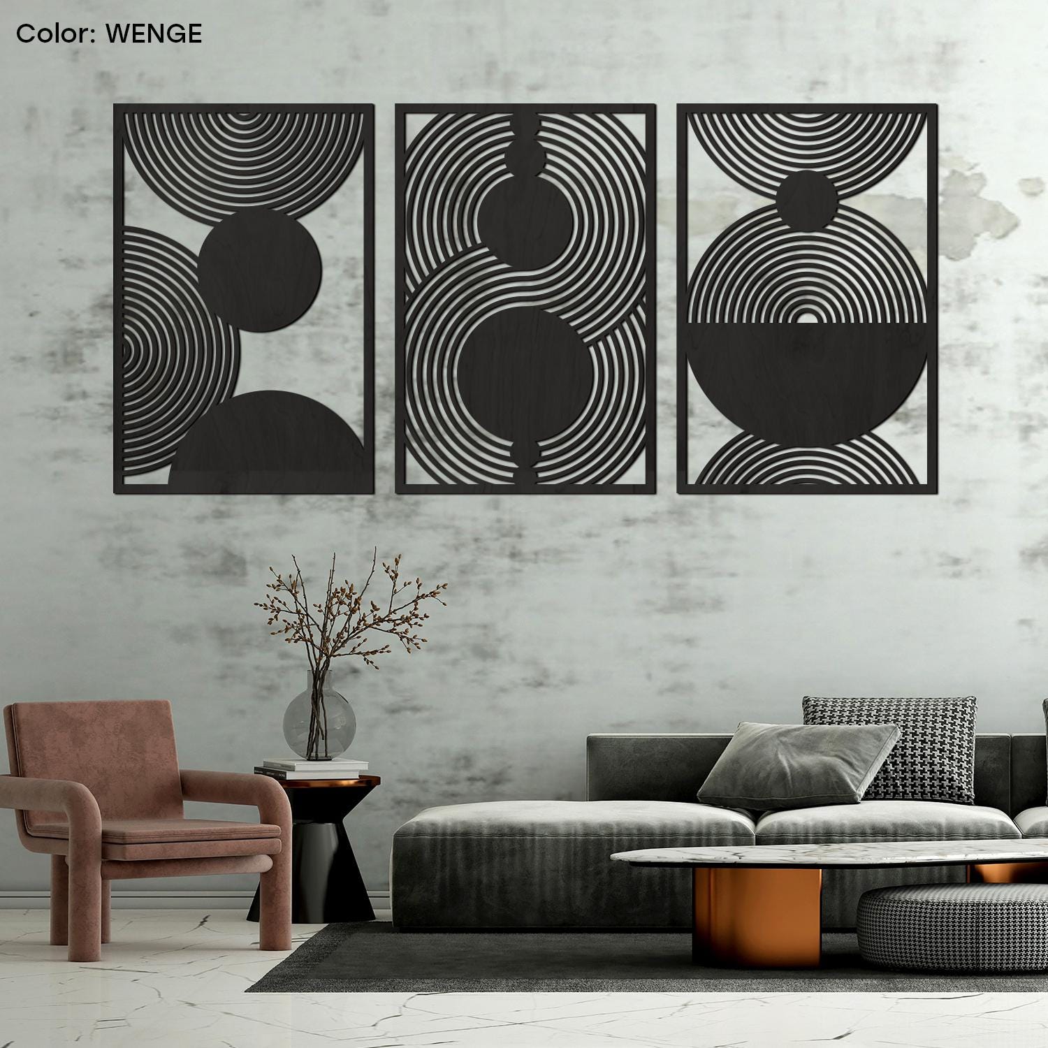 ebenkunst | Decorazione da parete moderna - Elegante, nero fresato CNC