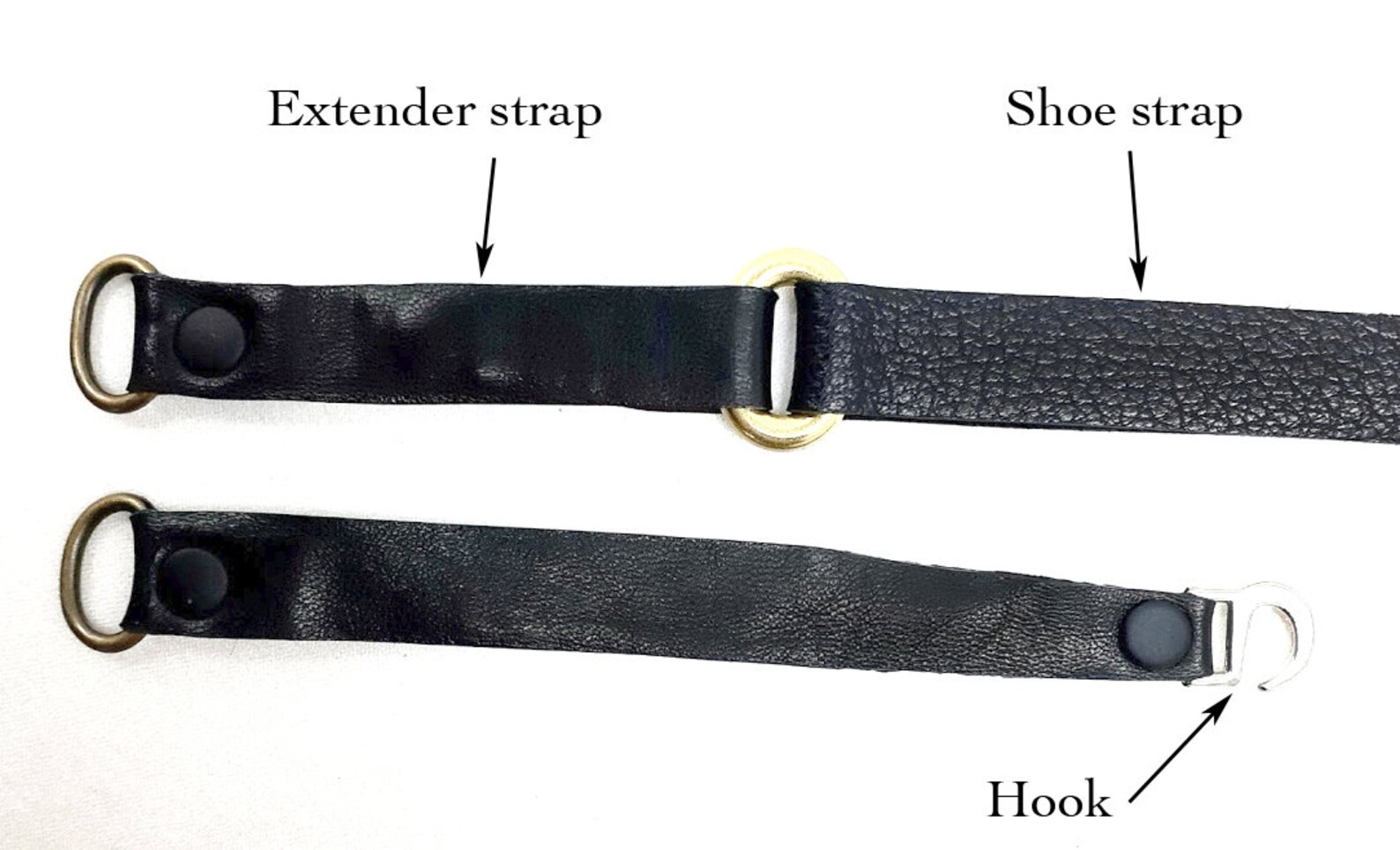 1/2 Ankle Strap Extenders With Loops Black Leather Etsy