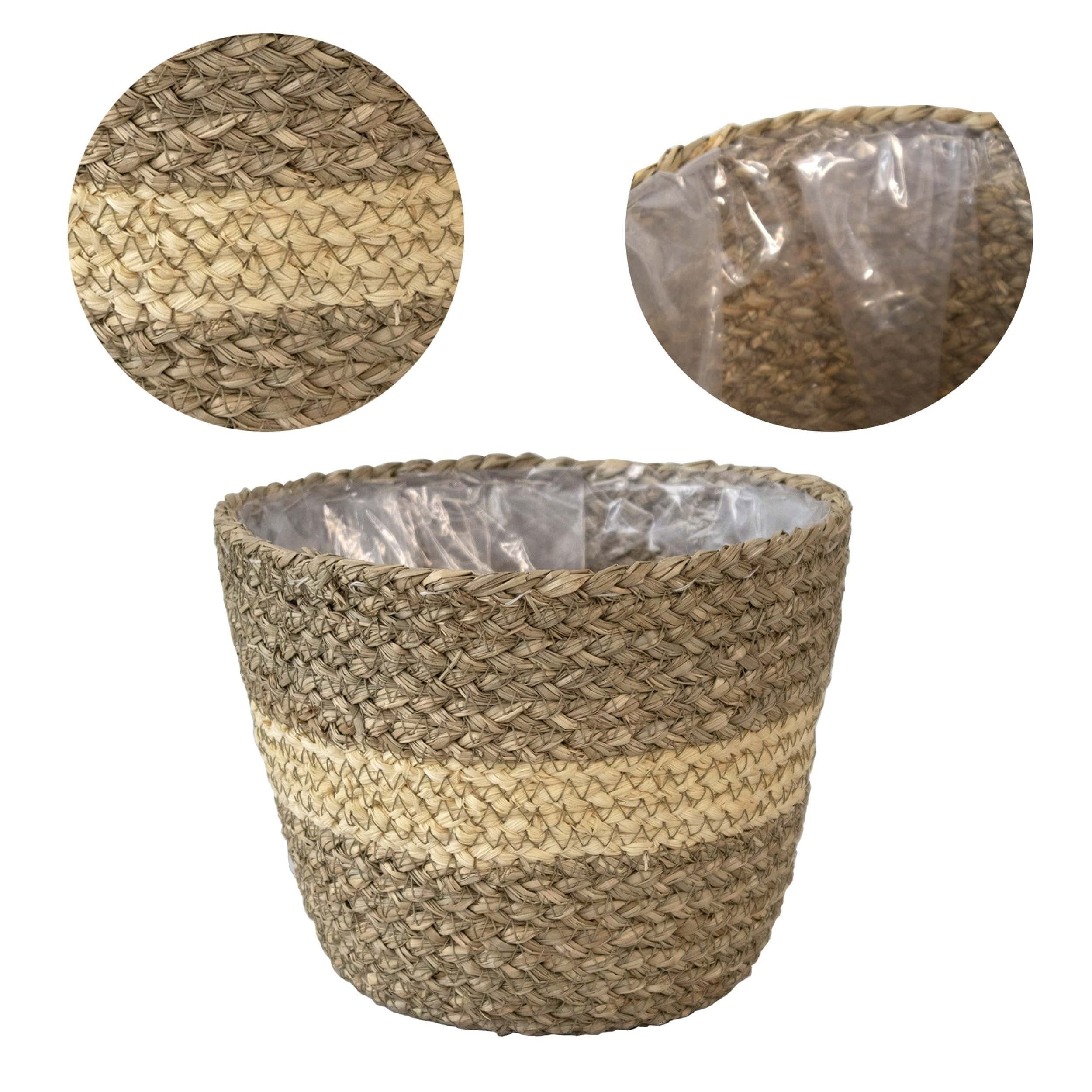 Set 3 Jardineras de cestas forradas de plástico tejidas a mano | Etsy