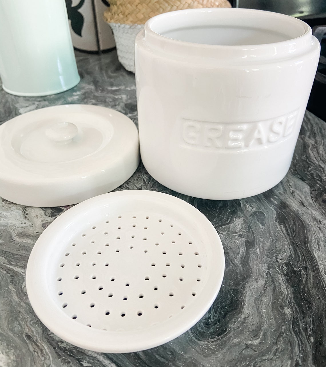 Weiß glasierter Keramik Speck Fett Aufbewahrungsbehälter | Etsy