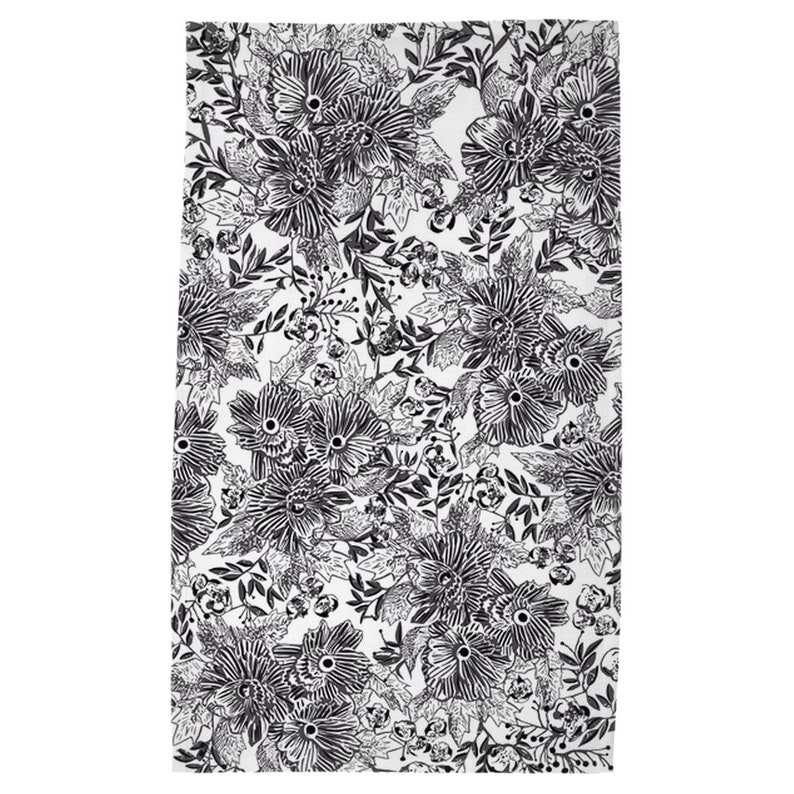 Black and White Modern Floral Tea Towel