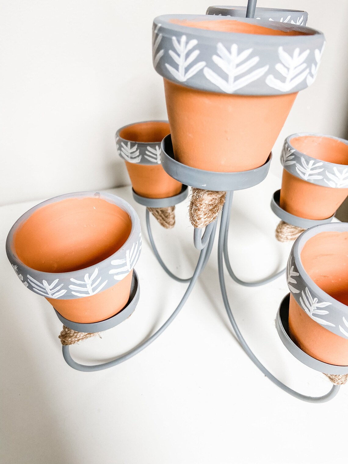 Herin Original Plant Holder With 6 Hand Painted Terra Cotta Etsy