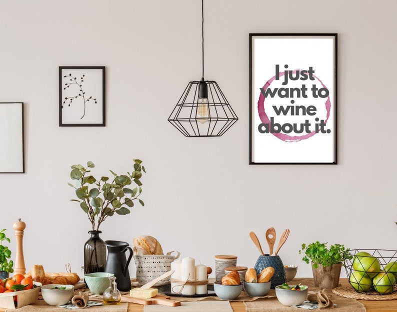 Wine About It Wine Wall Art Print Kitchen Printable Kitchen Etsy