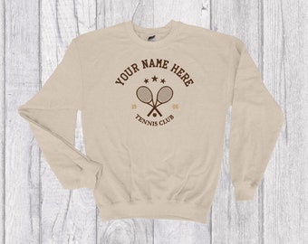 Personalisierte Tennis Club Vintage Inspiriert Tennis Embroidery Crewneck - Anpassen