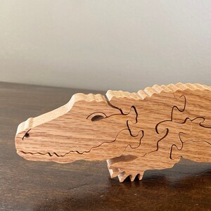 Alligator Puzzle: Walnut wood, free standing puzzle, adult, puzzle, decor, wooden gift