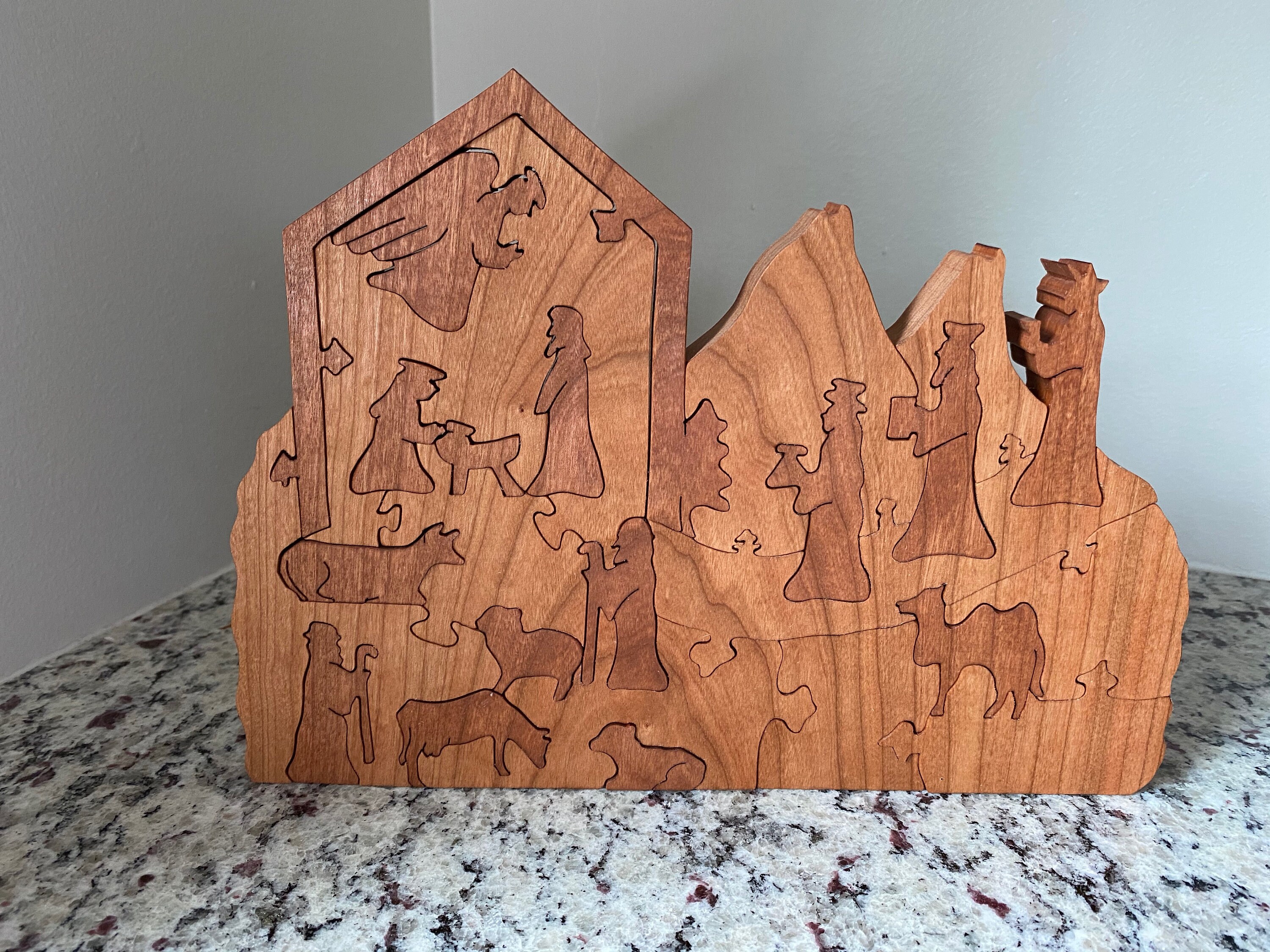 Advent Nativity Wooden Puzzle: Solid Cherry, 28 Pieces for Each Day of ...