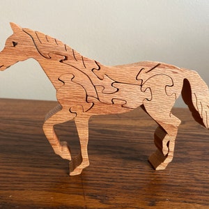 Horse Puzzle: oak, wood, free standing puzzle, adult, puzzle, horse, decor, wooden gift