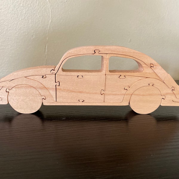 VW Bug Puzzle: Maple, free standing, adult, puzzle, decor, wooden gift, VW Beetle gift