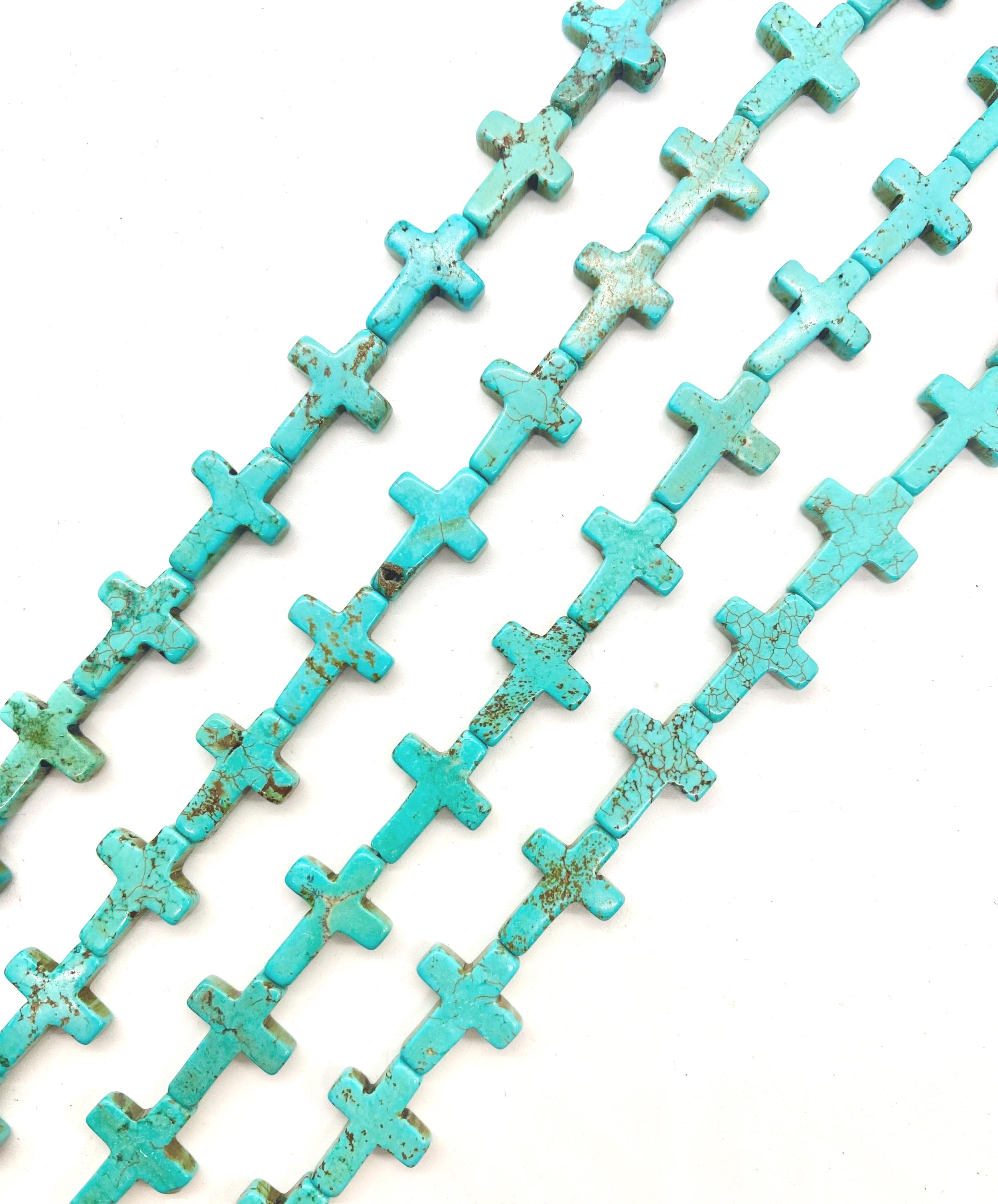 Holy Cross Crucifix HOWLITE BEADS Multiple COLORS Approx. 16.5x12.5mm ...