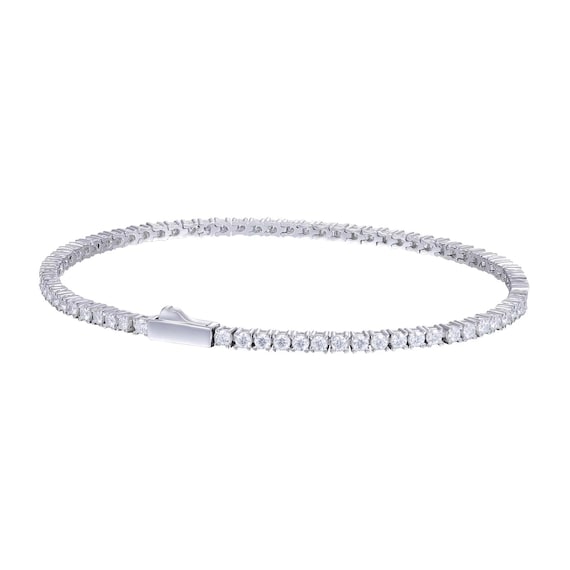 VVS1 D Moissanite 2mm Tennis Chain Bracelet 925 Sterling Silver 18K Gold Plated