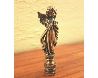 Angel Lamp Finial Topper Brass Detailed Ornate Antique Gold Tone 3 inch Tall