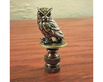 Owl Bird Lamp Finial Shade Topper Retro Detailed Brass Farmhouse