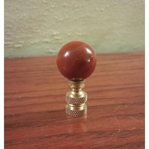 Lamp Finial Crystal Orange Sphere Ball Natural Gemstone Mahogany Obsidian 2"x1"