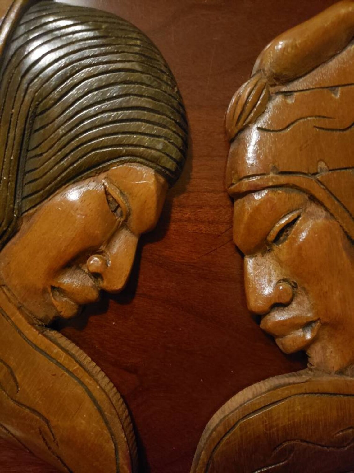Vintage African Carved Wood Wall Art Plaque Set Etsy