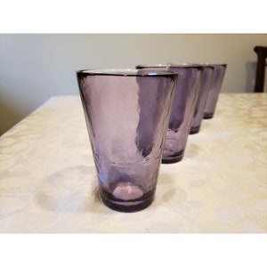 Set of 4 Plum Amethyst Glass 12 oz Tumbler Drinking Glasses - Ruby Lane