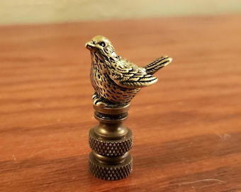 Bird Lamp Finial Shade Topper Brass Retro Bird Lover Farmhouse Small 1.75"
