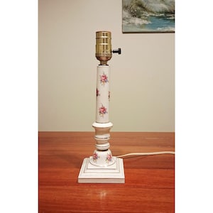 Lamp Roses Candlestick Style Antique Vintage French Floral Chintz Shabby Chic