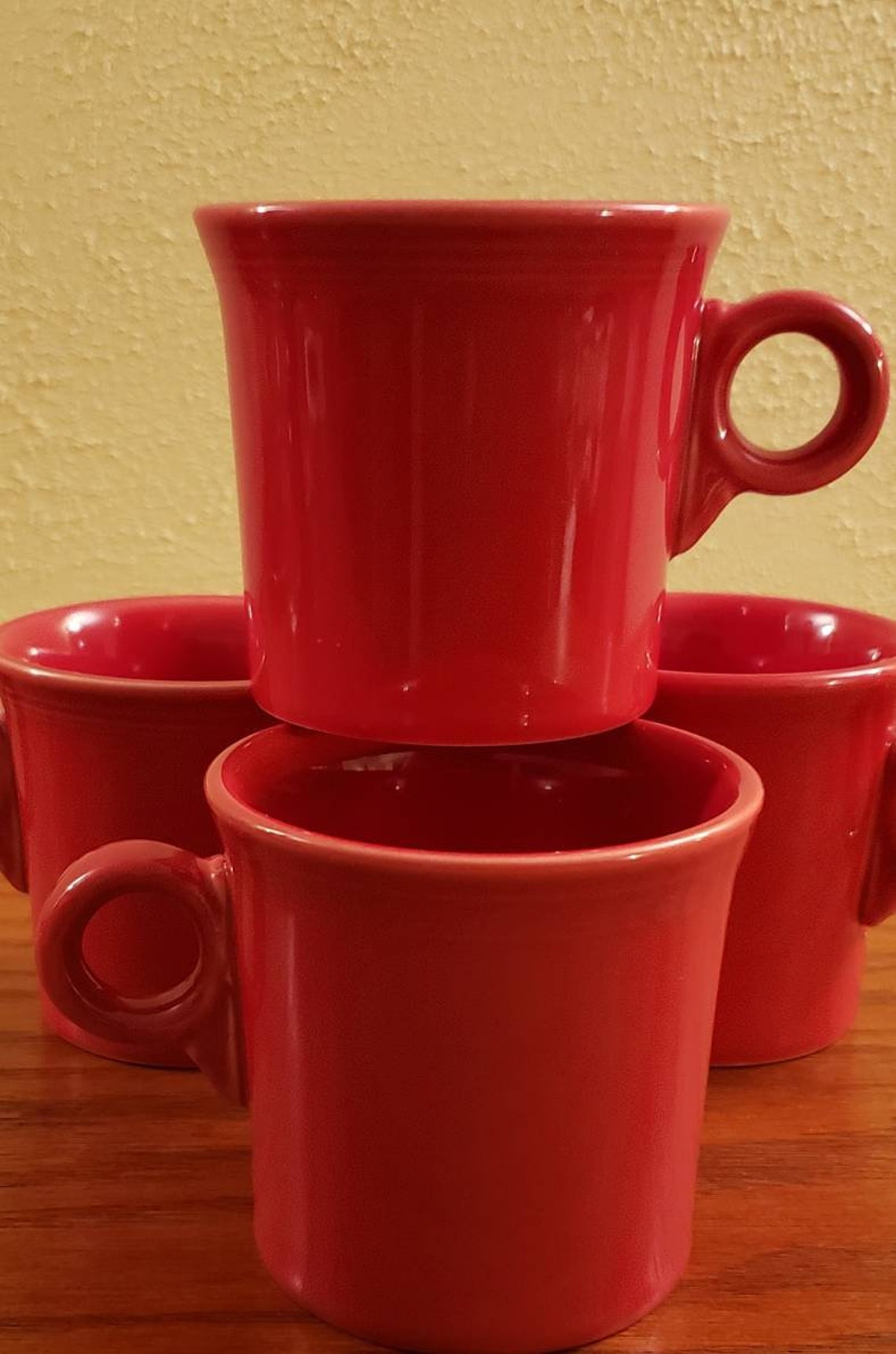Vintage Scarlet Red Fiestaware Mugs Set of Four Etsy