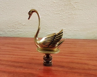 Swan Bird Lamp Finial Shade Topper Brass Retro Graceful Bird Lover 2.75" Single
