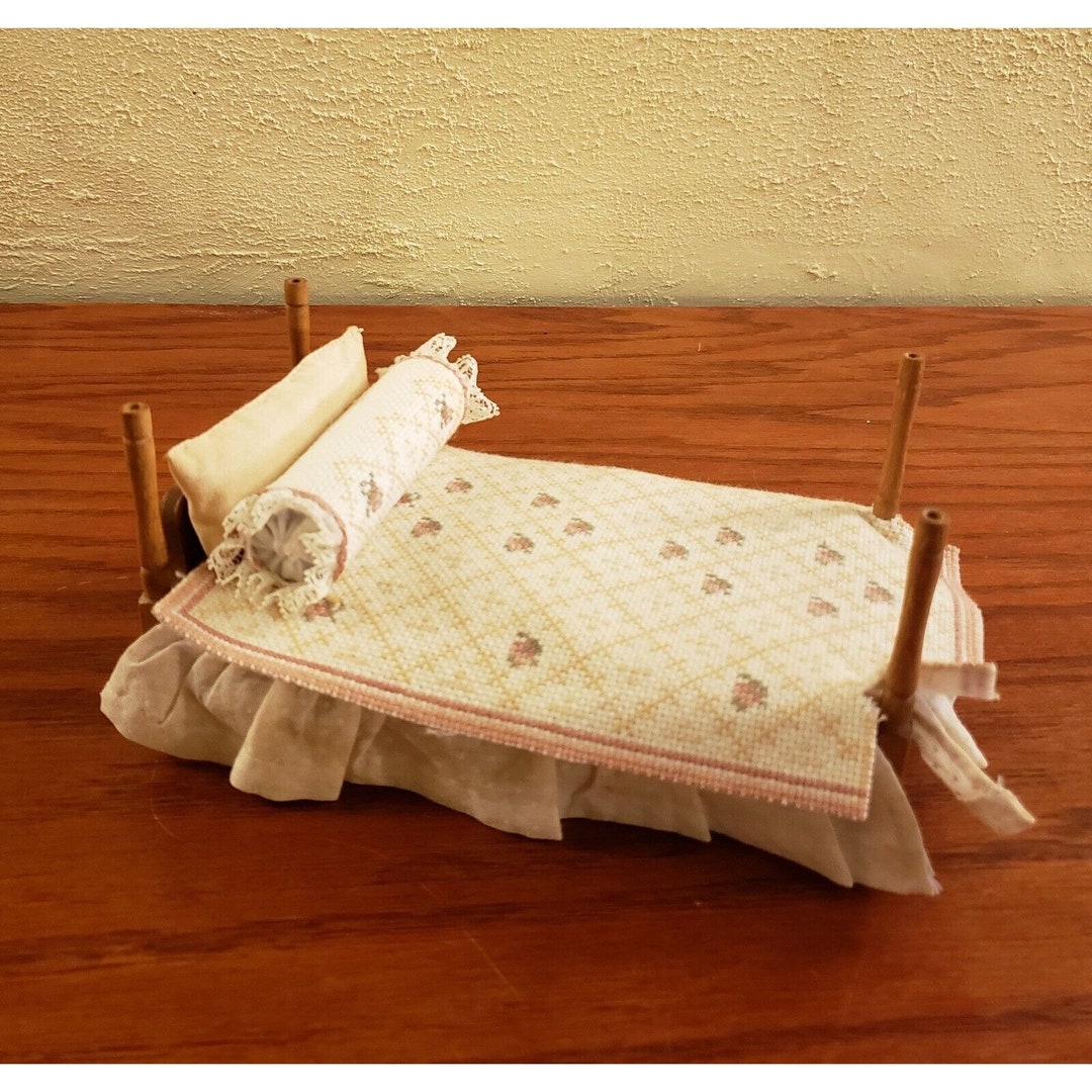 Vintage Dollhouse Four Poster Bed Cozy Hand Stitched 3 Layer Etsy