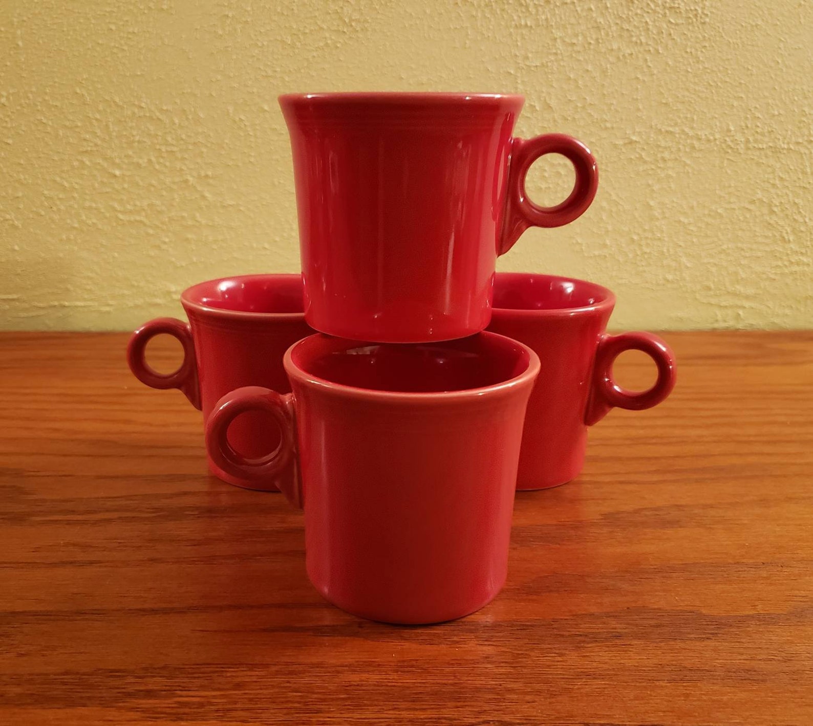 Vintage Scarlet Red Fiestaware Mugs Set of Four Etsy