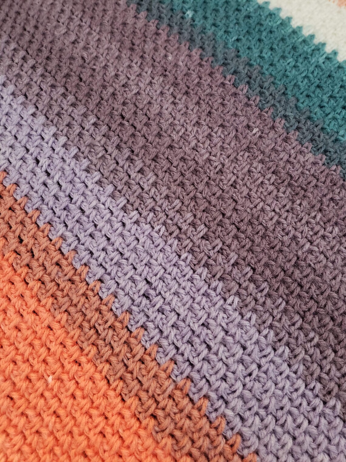 Corner to Corner Moss stitch Blanket Etsy