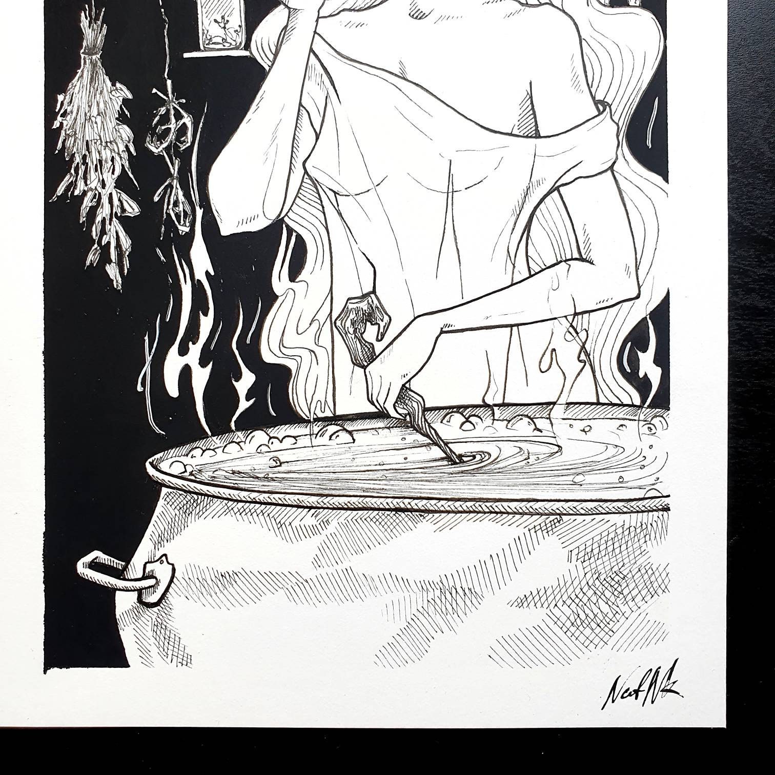 Slavic Witch Painting Witchcraft Original Art Baba Yaga | Etsy