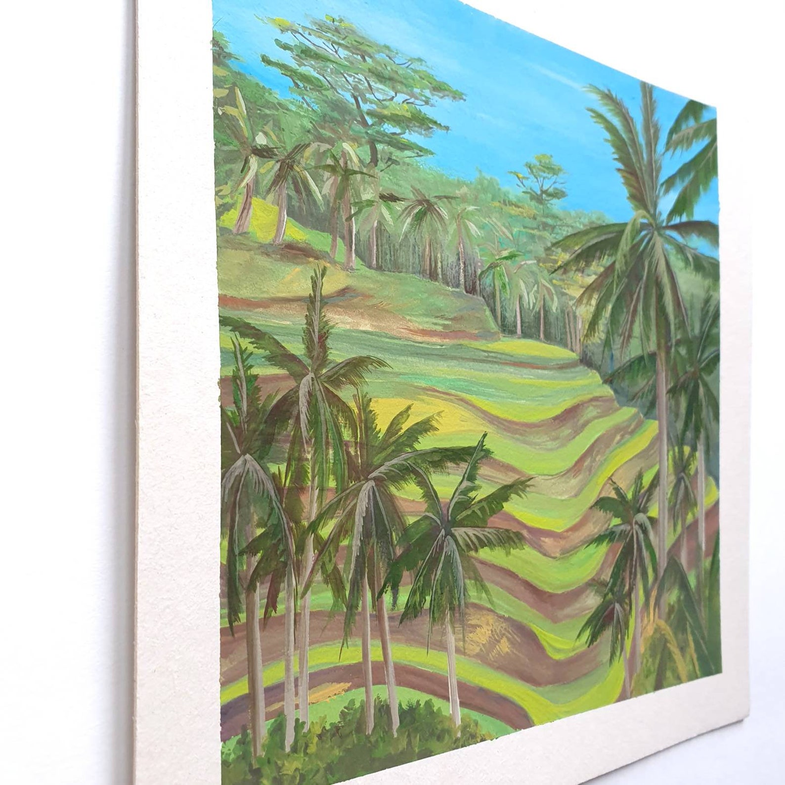 Bali Painting Balinese Original Art Asia Landscape Rice Fields Etsy