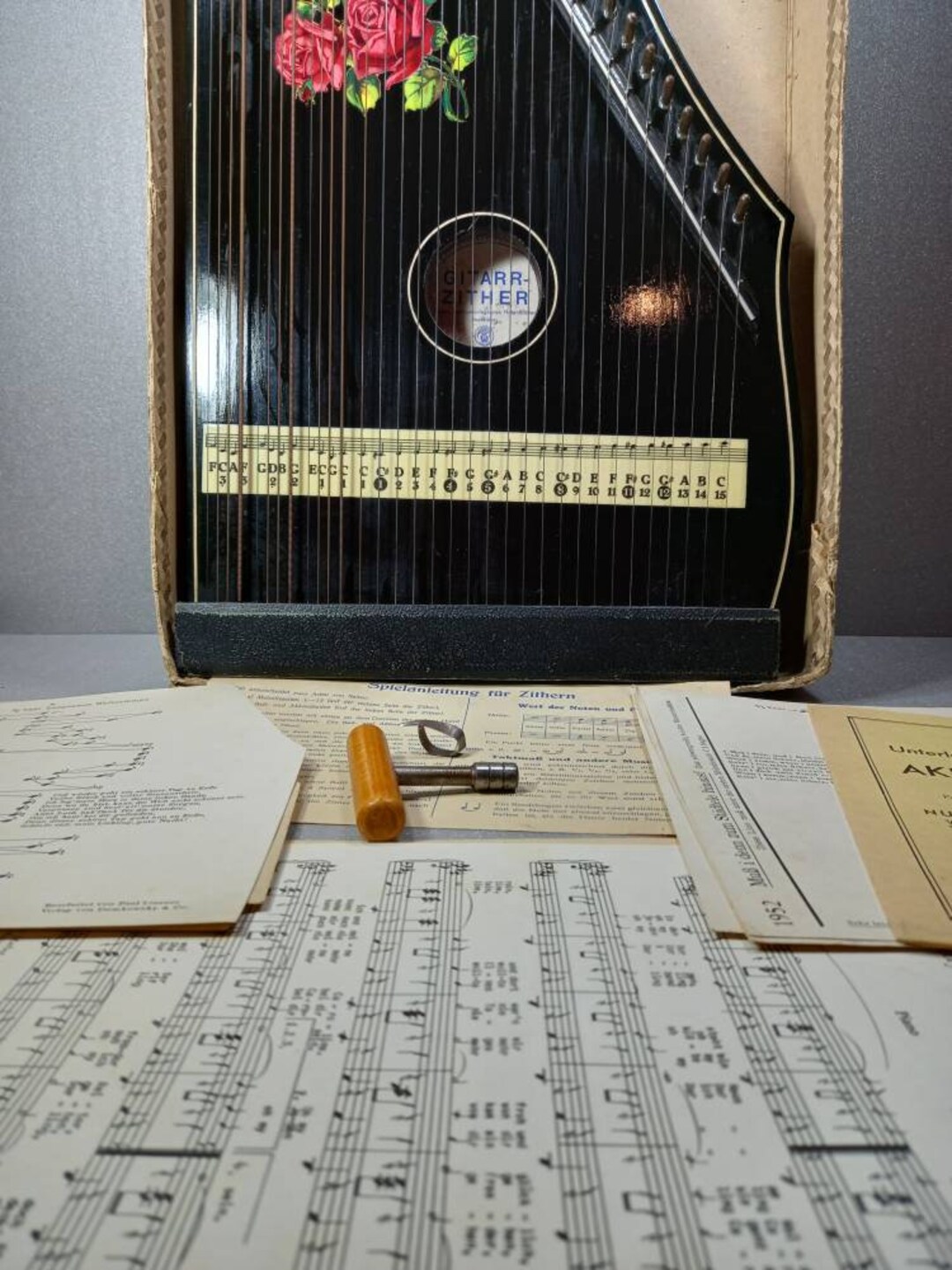 Antique German Guitar Zither Lap Harp Mandolin Etsy