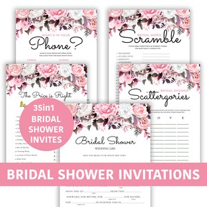 Floral Bridal Shower Games Bundle . Games Bundle . Bridal Shower Bundle . 35 Bridal Shower Games Package . Fun Bridal Shower Activities .